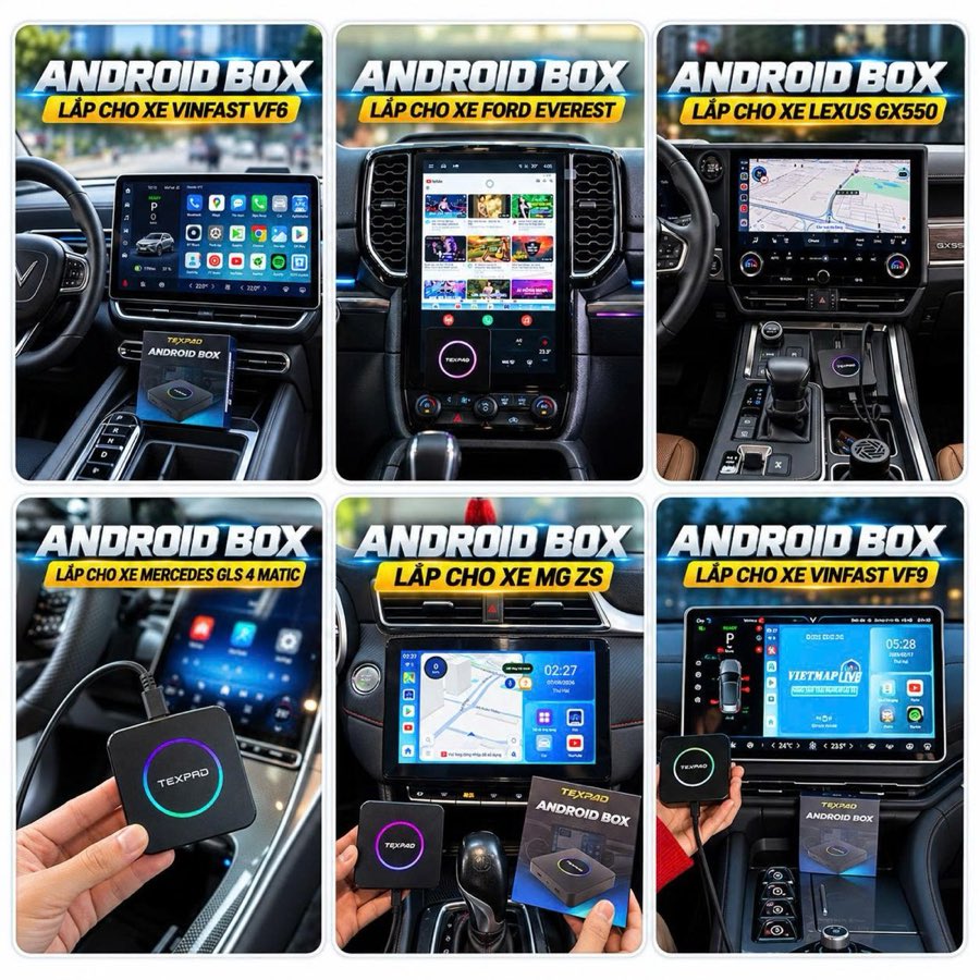 Android Box Texpad lắp cho VinFast, Ford, Lexus, Mercedes, MG