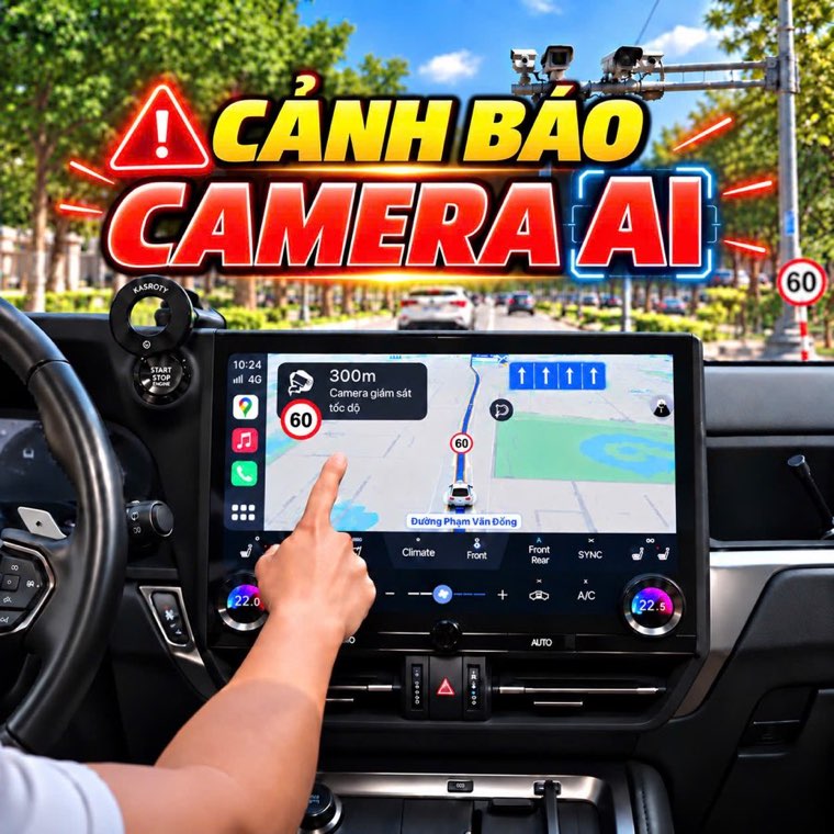 Cảnh báo camera AI trên màn hình ô tô