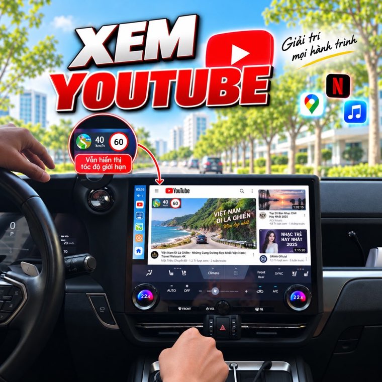 Xem YouTube trên màn hình ô tô